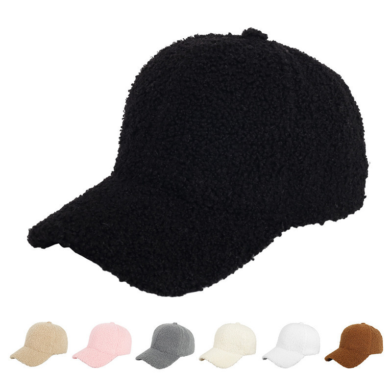 Custom women fleece teddy faux fur ladies fluffy wool winter warm baseball hat gorras caps