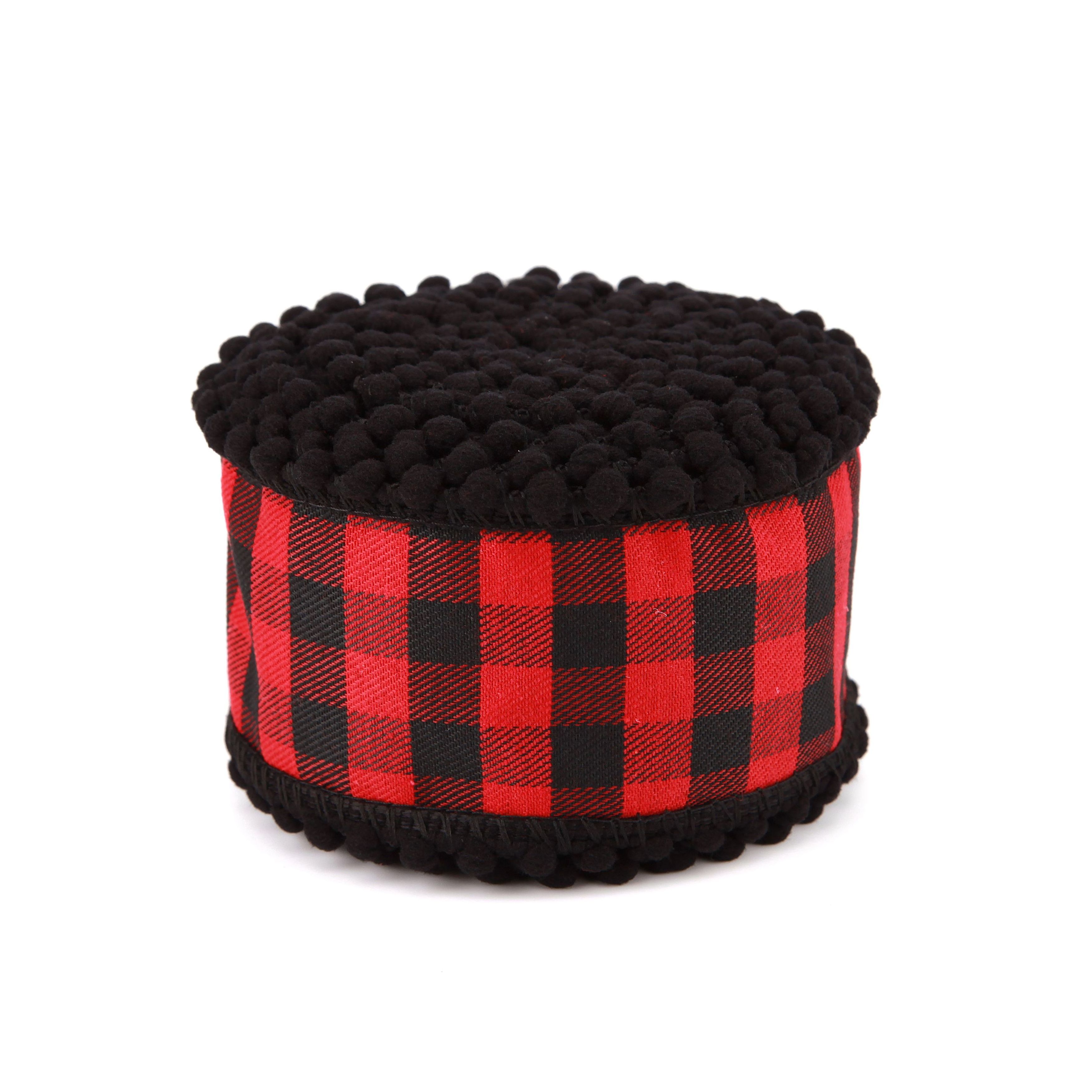 Factory Wholesale 2.5 Inch Wired Christmas Ribbon Red And Black Plaid Wired Ribbon Gingham Ribbon