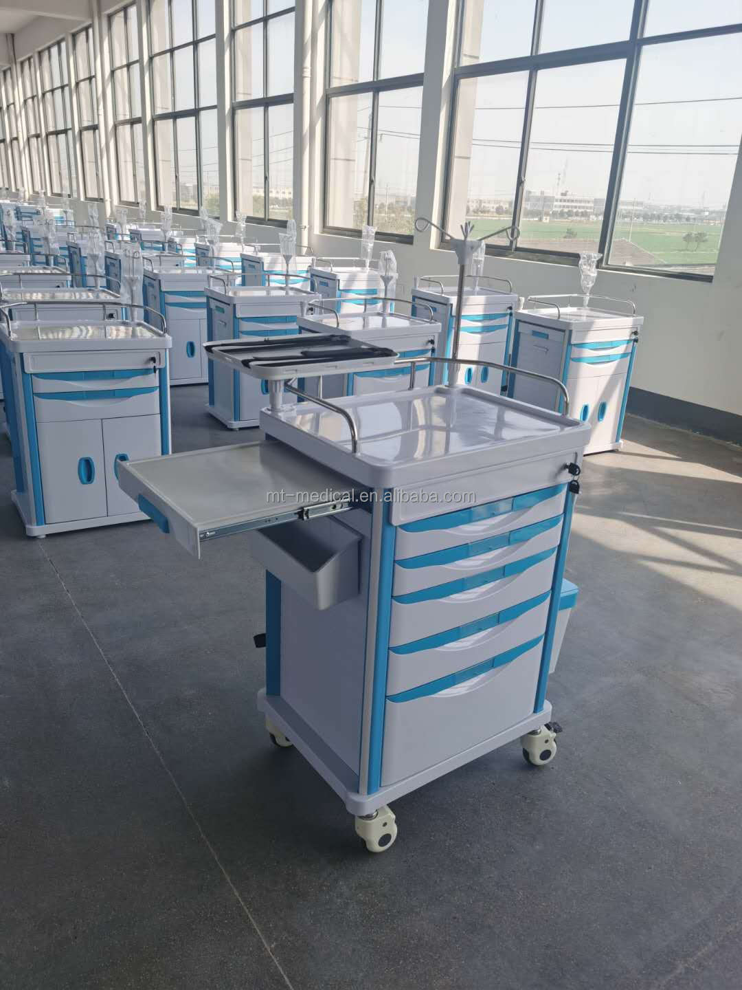 MT MEDICAL Hospital Furniture ABS Medical Used Crash Cart For Hospital Clinic Center