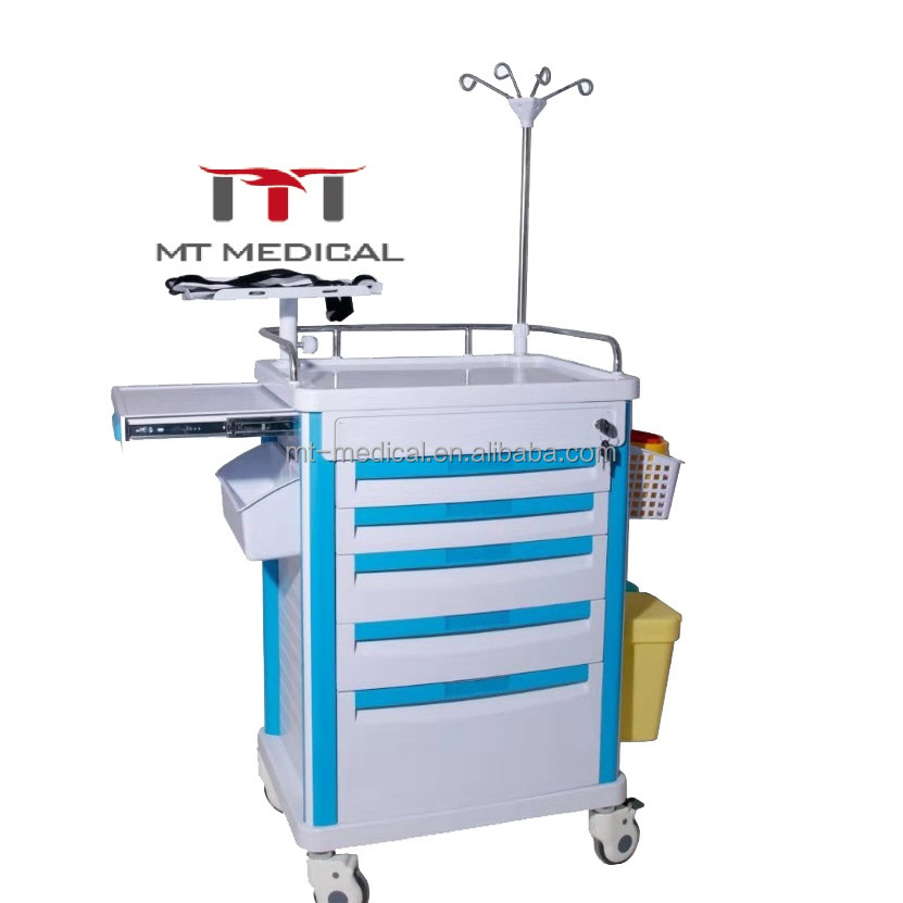 MT MEDICAL Hospital Furniture ABS Medical Used Crash Cart For Hospital Clinic Center