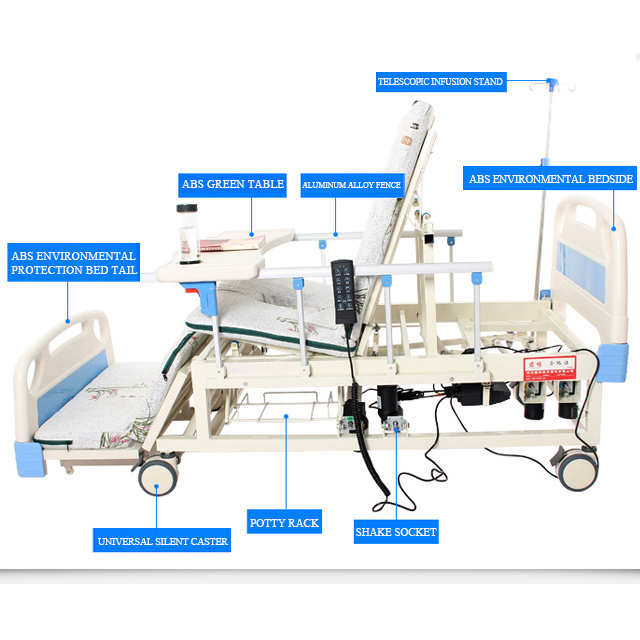 Hospital furniture electric multi function nursing home care bed for home use