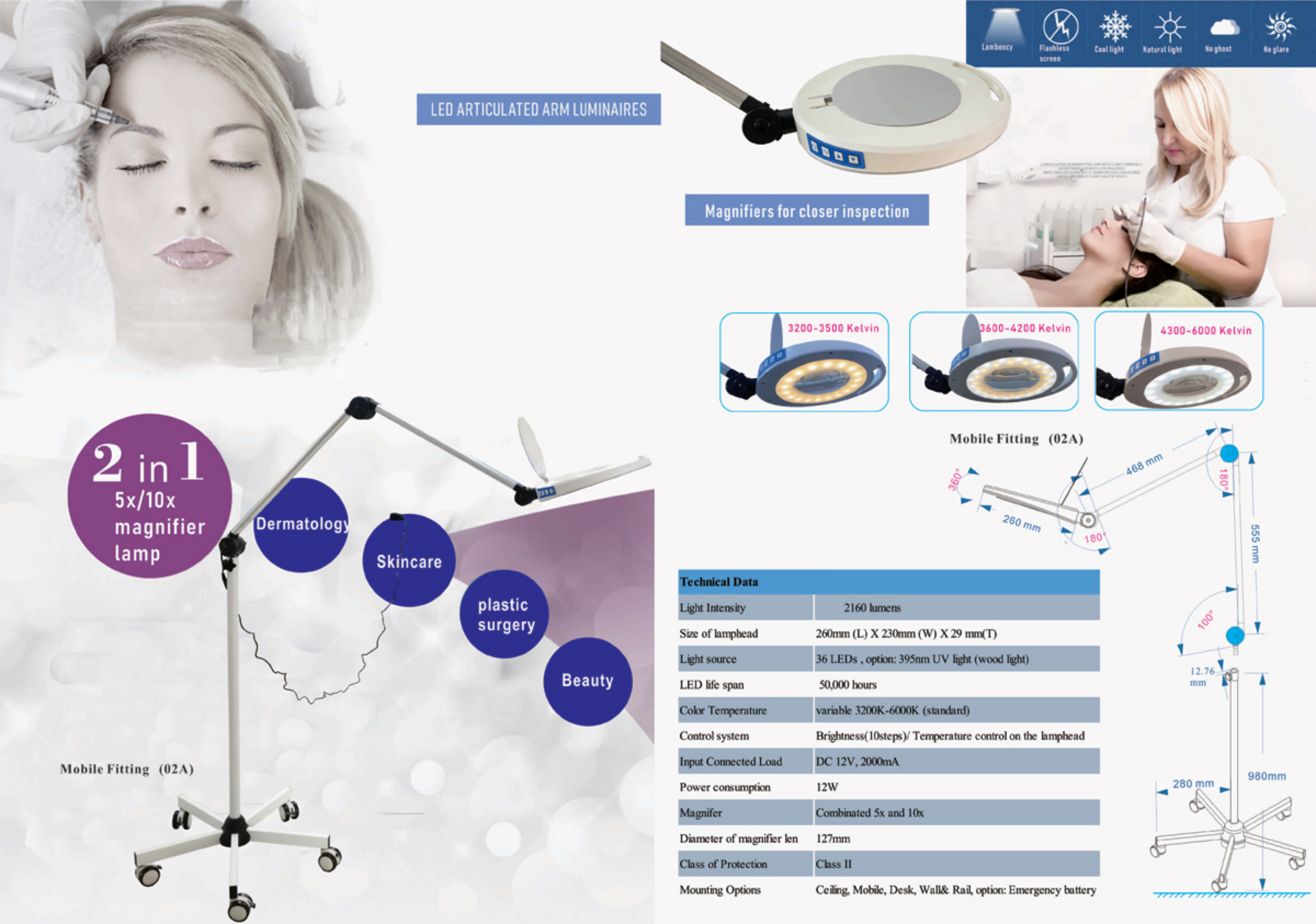 MT medical Vertical inspection light  mount 100000lux hospital dental LED examination light manufacturer Triangular star light