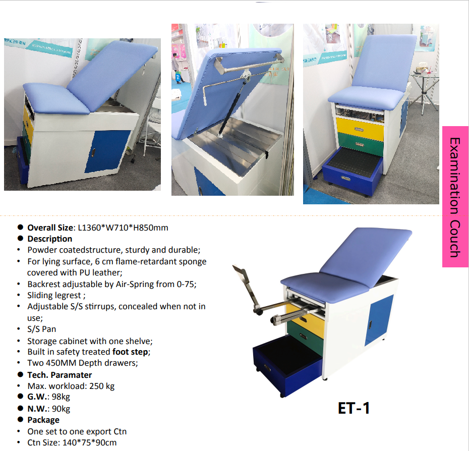 Medical  Hospital Gynecology Female Examination Table Gynecologic Delivery Bed With Drawers Gyno Exam Table