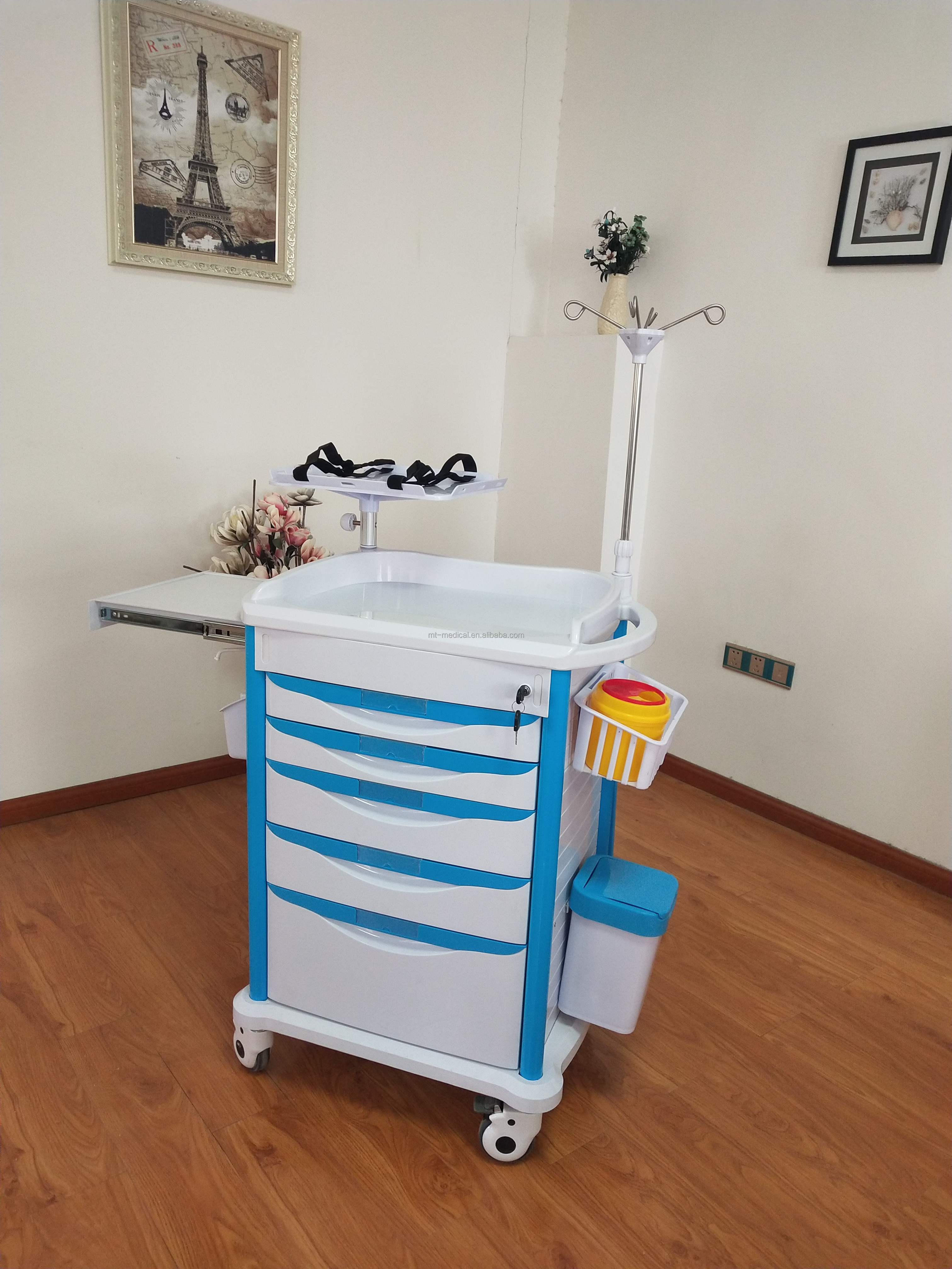 MT MEDICAL Hospital Furniture ABS Medical Used Crash Cart For Hospital Clinic Center