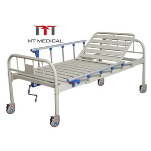 MT MEDICAL hospital furniture steel coating single/one crank manual clinic bed for patient use