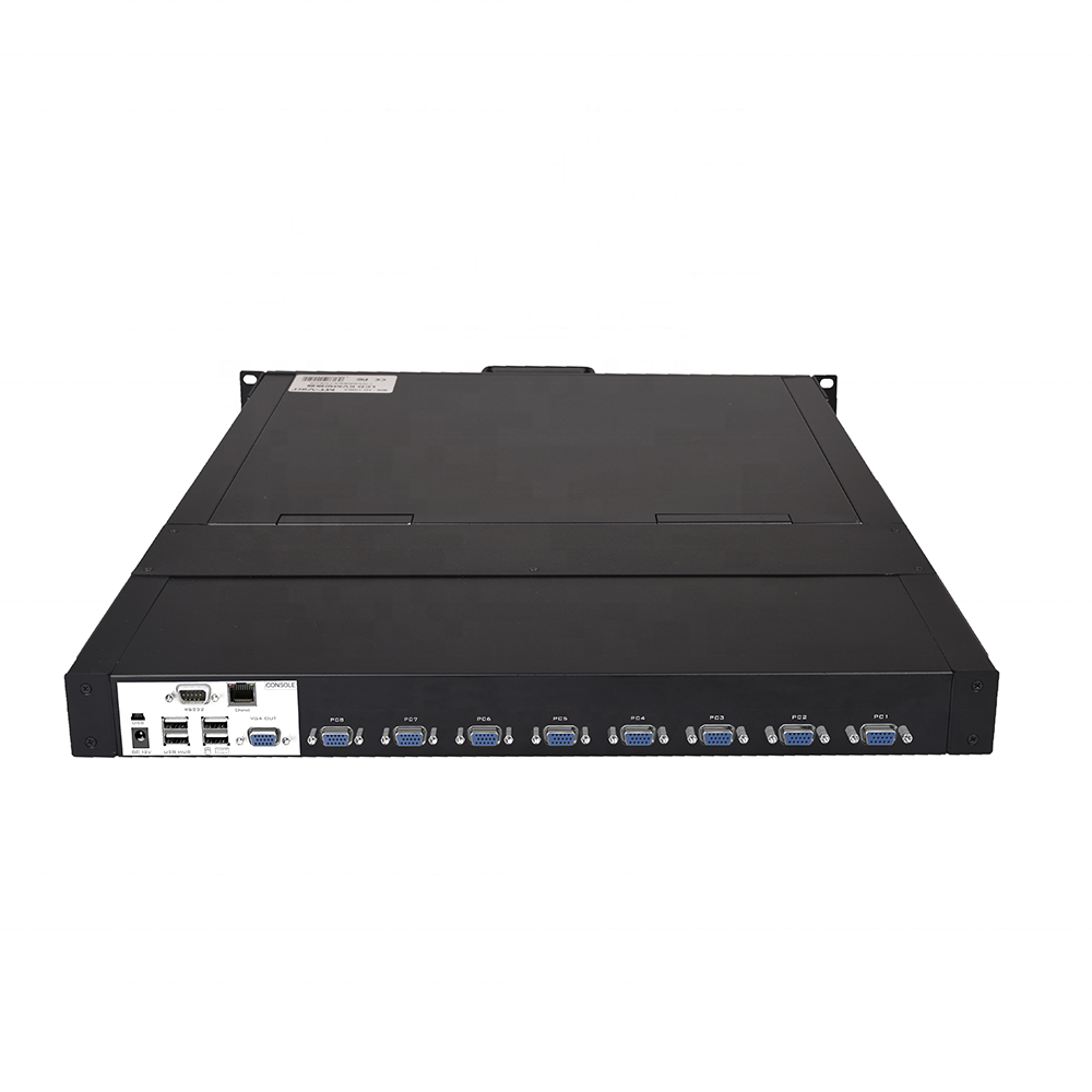 19'' LCD IP KVM Switch 8 port VGA MT-VIKI 1U Rack KVM Drawer Console, LED KVM Switch over Remote IP