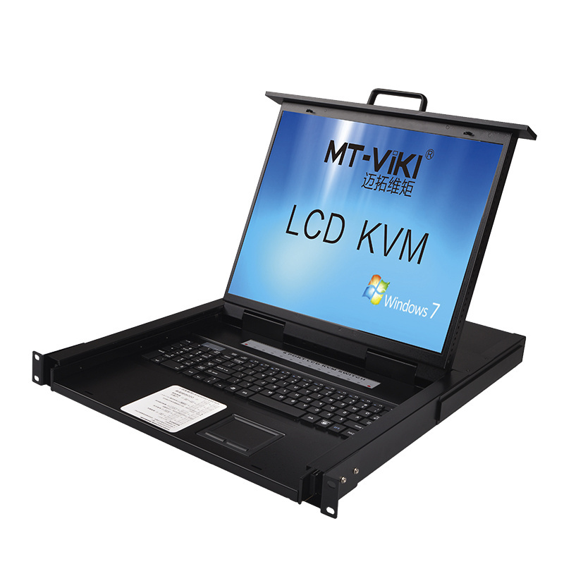 19'' LCD IP KVM Switch 8 port VGA MT-VIKI 1U Rack KVM Drawer Console, LED KVM Switch over Remote IP