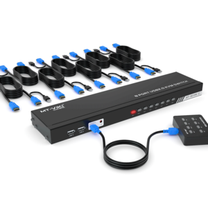 8 port KVM Switches HDMI 4K30Hz + Cables (upgraded 2in1), MT-VIKI 1U Rack Mount HDMI KVM Switch 8 in 1 out