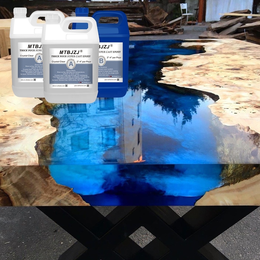 Crystal Clear Wood Filler Liquid Glass 2-4 Inch Deep Pour Epoxy Resin 3 Gal Kit