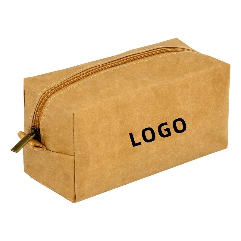 New style retro DuPont paper stationery pencil bag large capacity washable zipper cosmetic bag Kraft paper pencil case