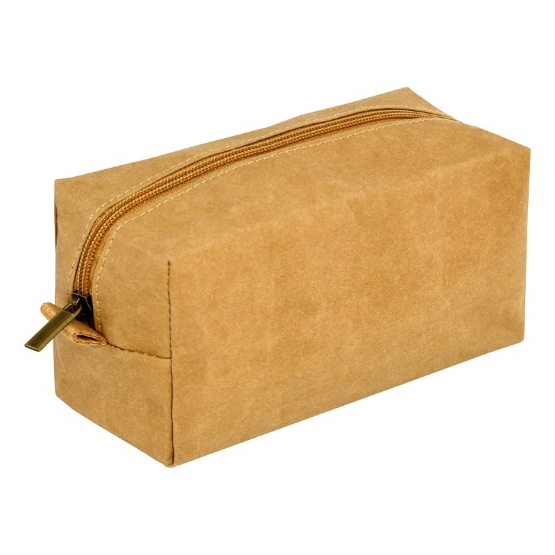 New style retro DuPont paper stationery pencil bag large capacity washable zipper cosmetic bag Kraft paper pencil case