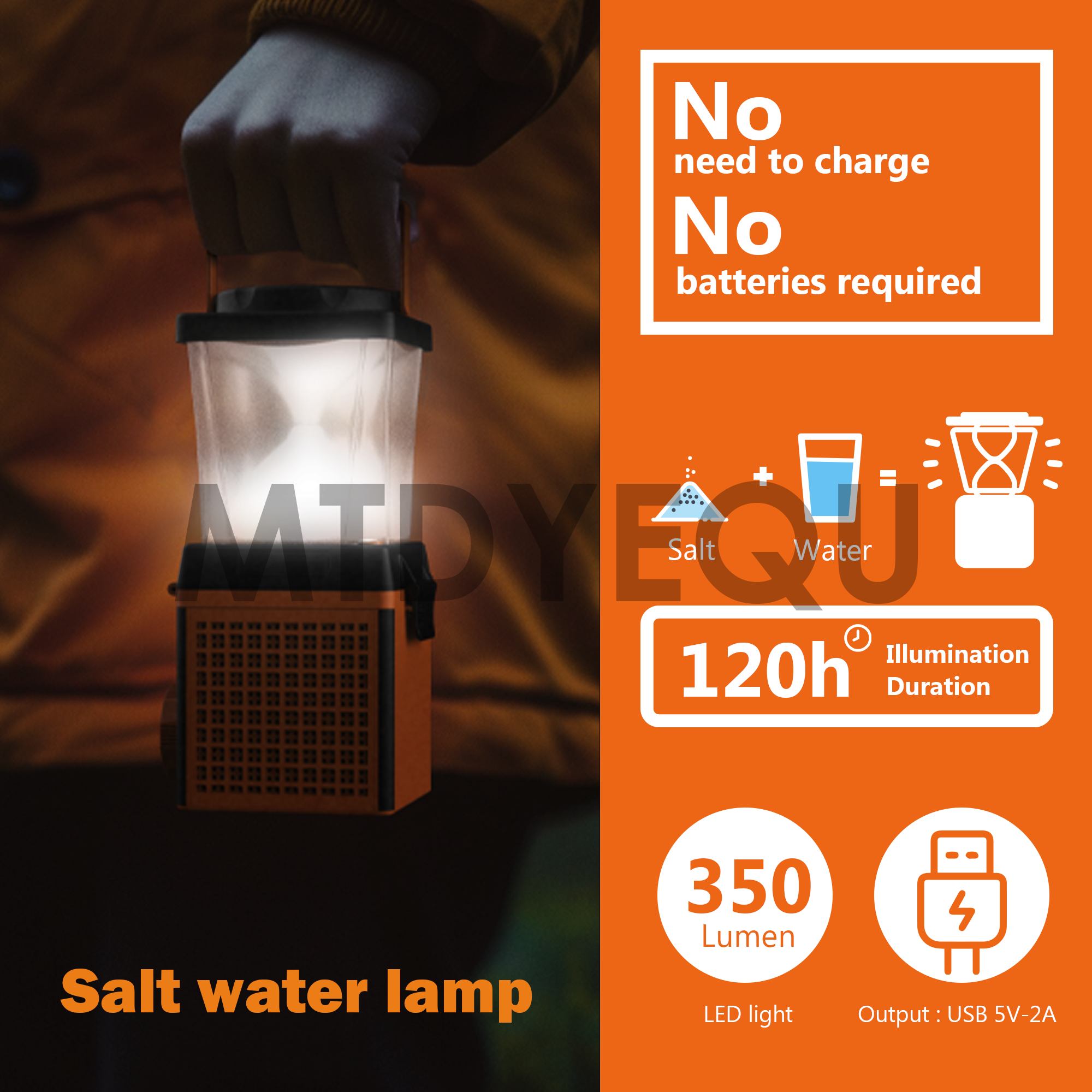 Salt Water Lamp Outdoor Emergency Light Camping Tent Light Salt Water Powered Light energy-saving for Hiking Tent Garden Patio