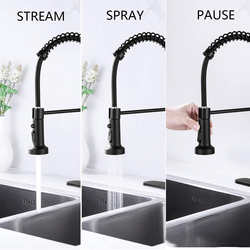 Good Selling Sus304 Kitchen Spring Faucets With Pull Down 3 Function Sprayer Cheap Kitchen Tops Black Top