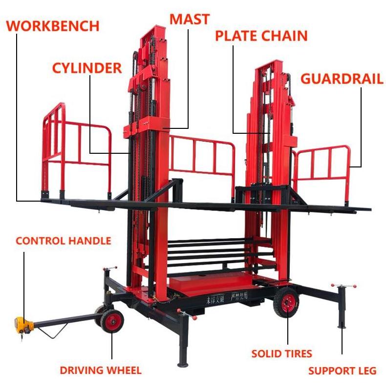 aerial working hoisted aluminum hanging cargo hydraulic lift scaffolding electric suspend lift lifting platforms