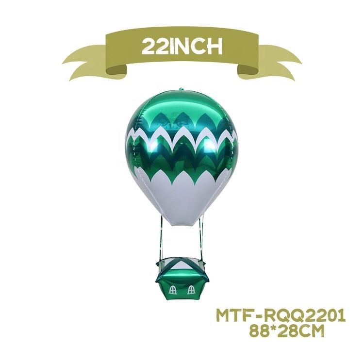 Wholesale 22 Inch Helium Ballons Globos Green White Aluminum Foil 4D Hot Air Balloon Prop Decoration