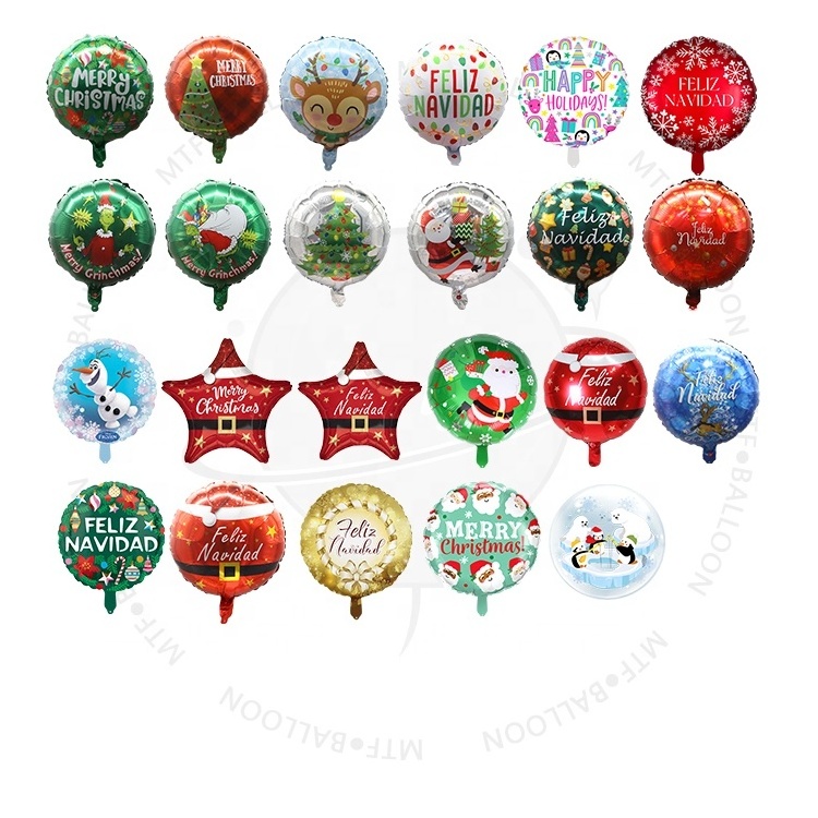 Wholesale Aluminum Film Mylar Cartoon Ballons Globos Decoration Helium Merry Christmas Foil Balloons