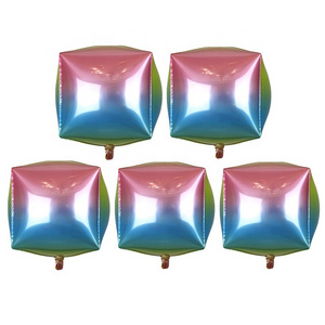 Wholesale 22" Cube Shape 4D Rainbow Ballons Globos Sempertex Party Decoration Wedding Kids Balloons