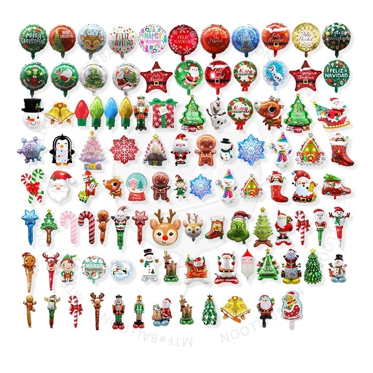 Wholesale Aluminum Film Mylar Cartoon Ballons Globos Decoration Helium Merry Christmas Foil Balloons