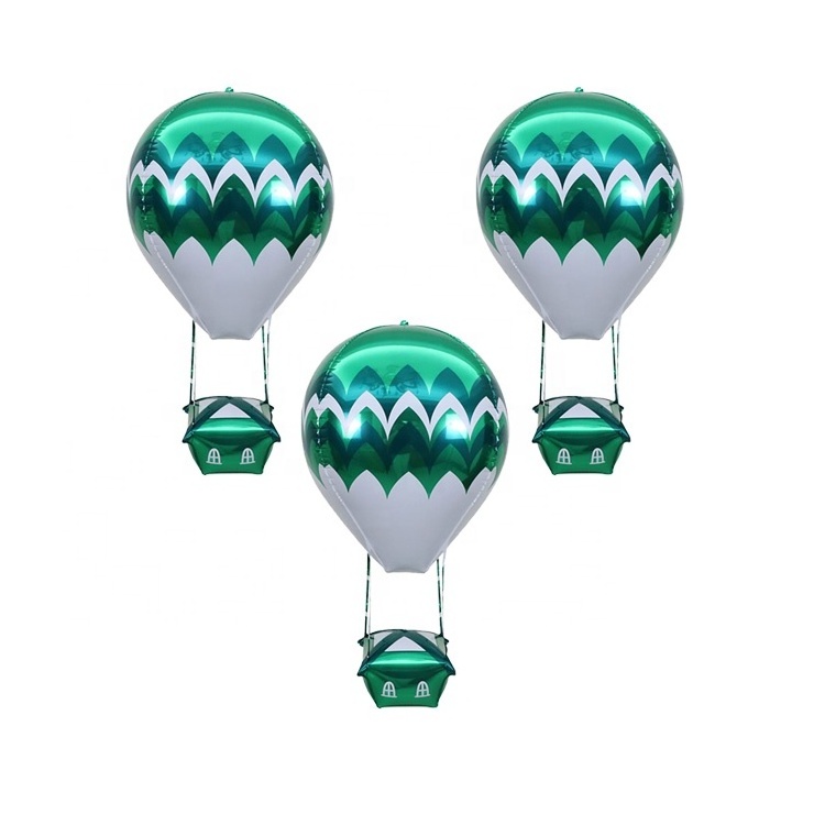 Wholesale 22 Inch Helium Ballons Globos Green White Aluminum Foil 4D Hot Air Balloon Prop Decoration