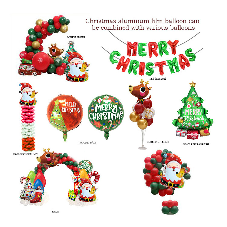 MTF New Manufacturing Merry Christmas Santa Clus Inflatable Mylar Foil Helium Balloons For Party Decoration