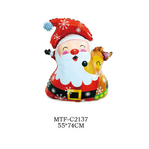 MTF New Manufacturing Merry Christmas Santa Clus Inflatable Mylar Foil Helium Balloons For Party Decoration