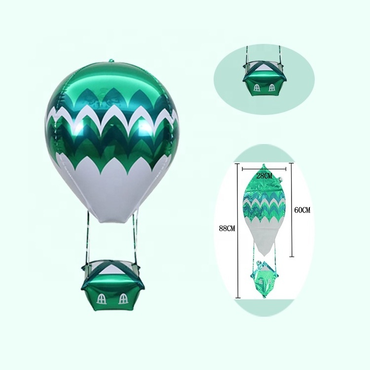 Wholesale 22 Inch Helium Ballons Globos Green White Aluminum Foil 4D Hot Air Balloon Prop Decoration