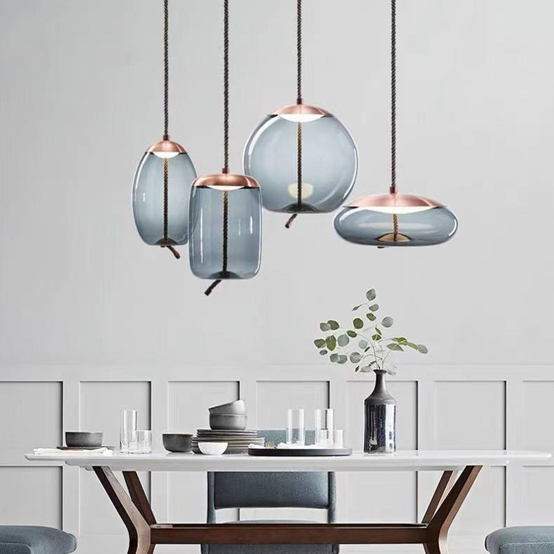 Modern Nordic Chandelier Ceiling Lighting Lamp Glass Shade Hanging LED Pendant Light for Dining Table