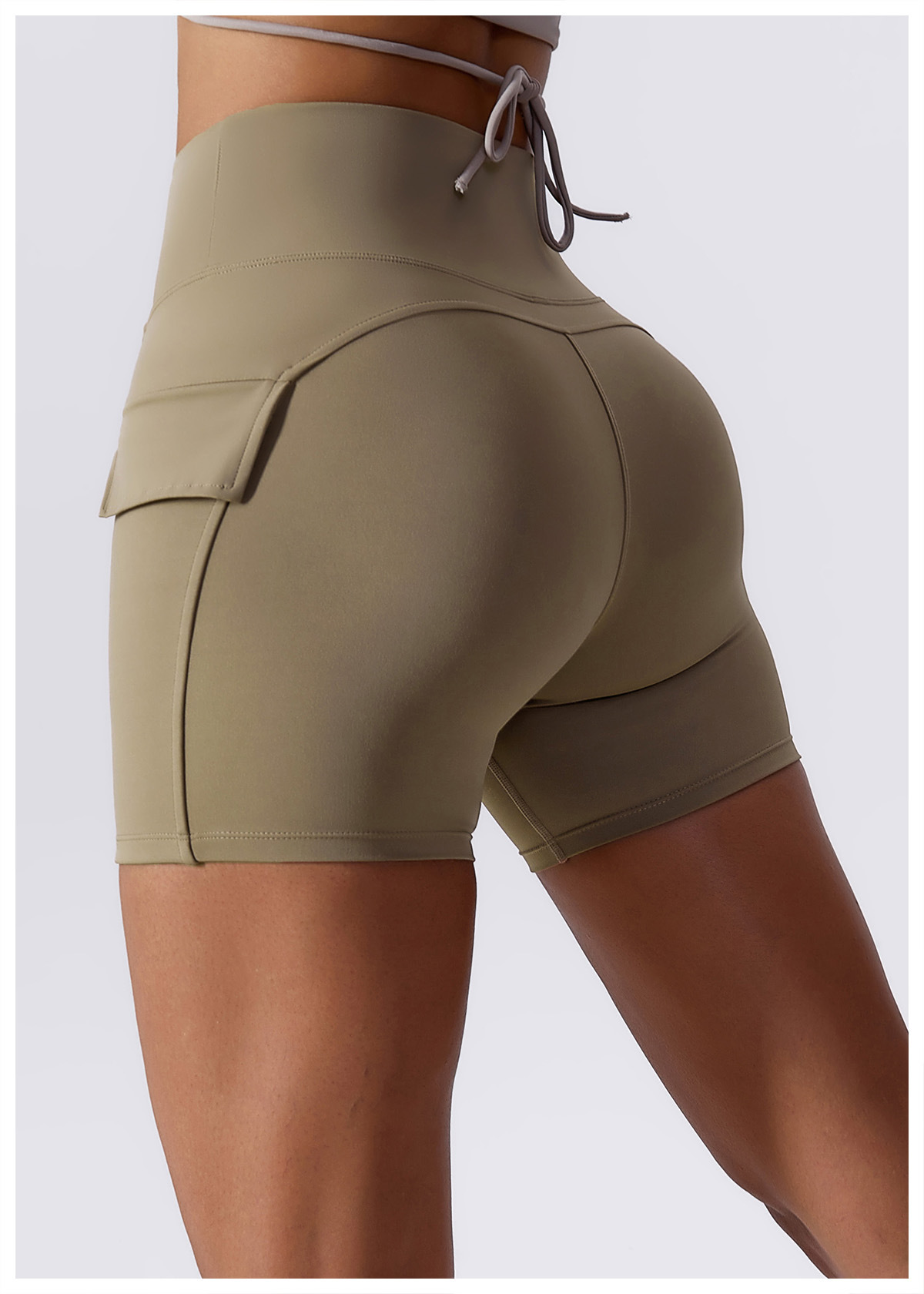 Nude yoga shorts Cargo pocket tight shorts women high waisted quick dry running fitness pants women