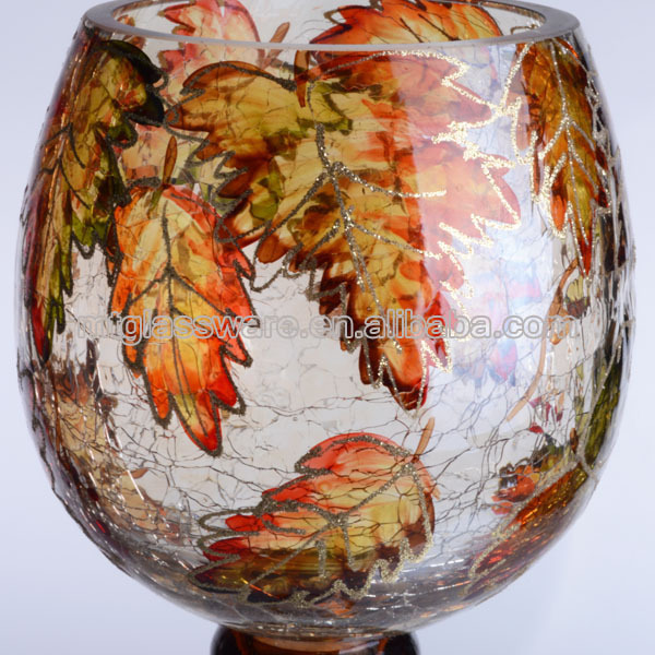 custom handpainted mercury cracked mercury  glass candle holder