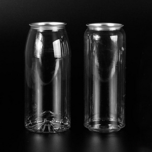 Milk Tea Drinks 650 Can Clear Plastic Soda Bottles with Aluminum Caps Custom PET Cans