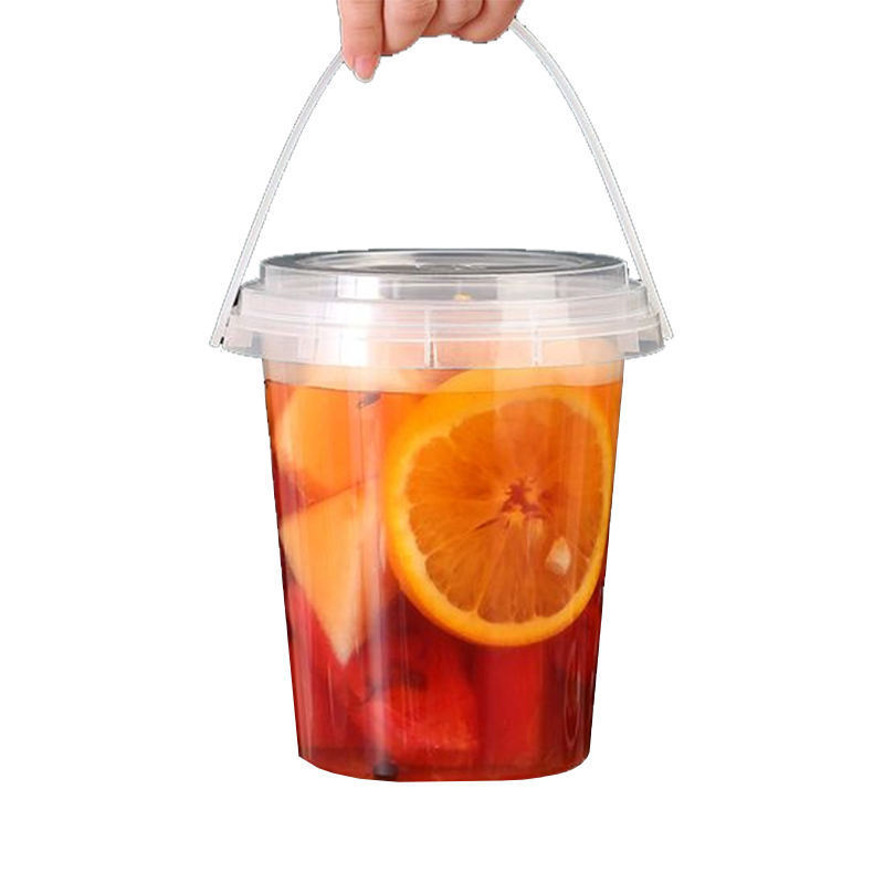 Large Capacity Foam Boba Milk Tea Beer Cup with Carrying Handle Fruit Tea Bucket with Lid