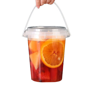 Large Capacity Foam Boba Milk Tea Beer Cup with Carrying Handle Fruit Tea Bucket with Lid