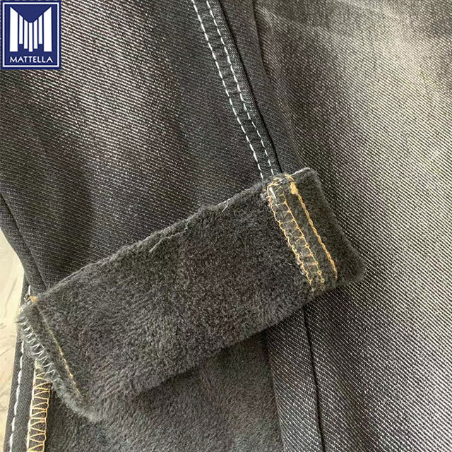 wholesale winter heavy weight jeans custom stretch 98 % algodon 2 % elastano bonded wool fleece denim fabric