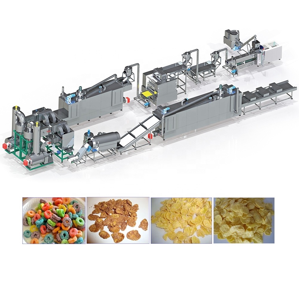 Breakfast Cereals Corn Flakes Making Machine Extruder Stainless Steel Corn Flake Making Machine