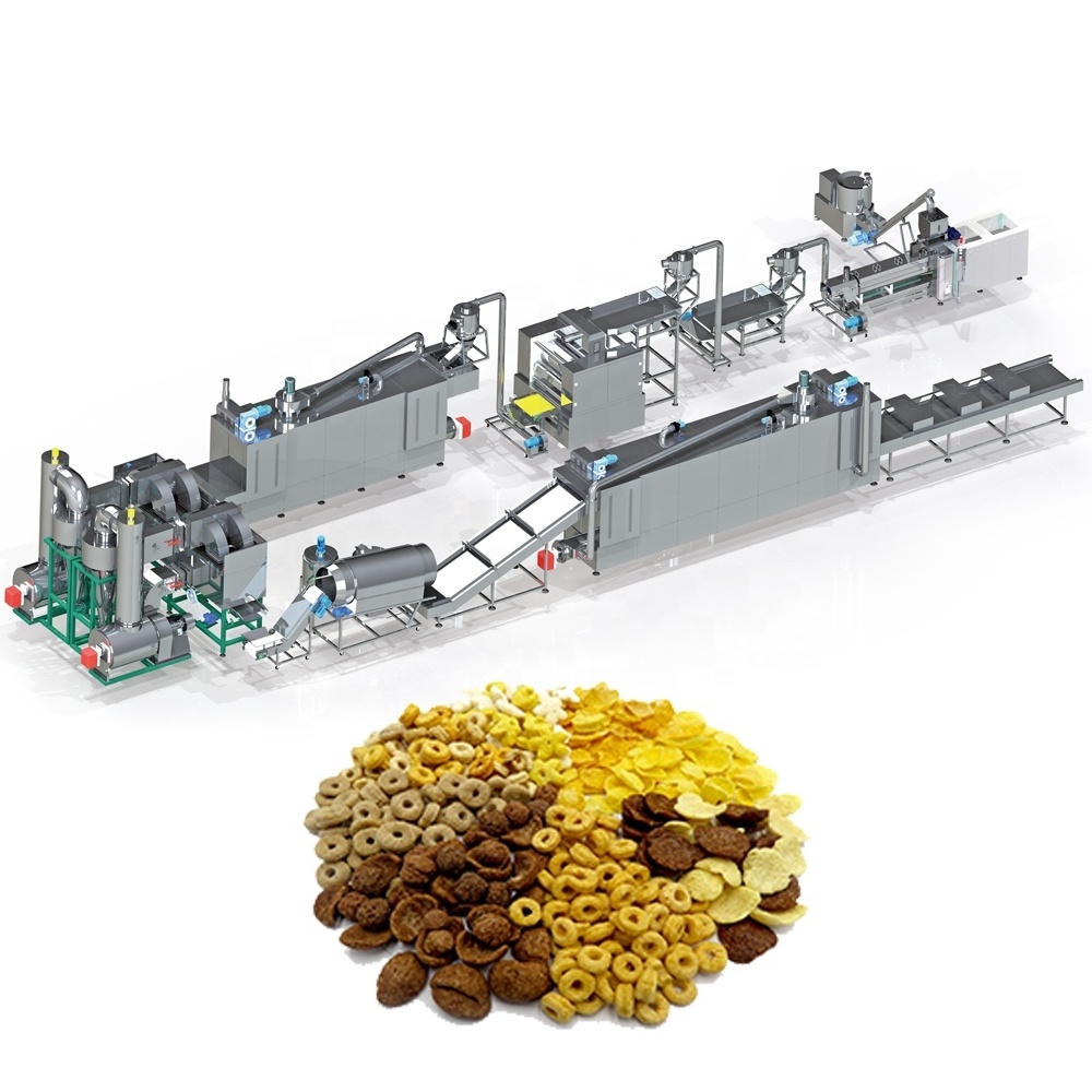 Automatic Corn Flake Processing Line Corn Coco Pops Breakfast Cereals Snacks Making Machinery