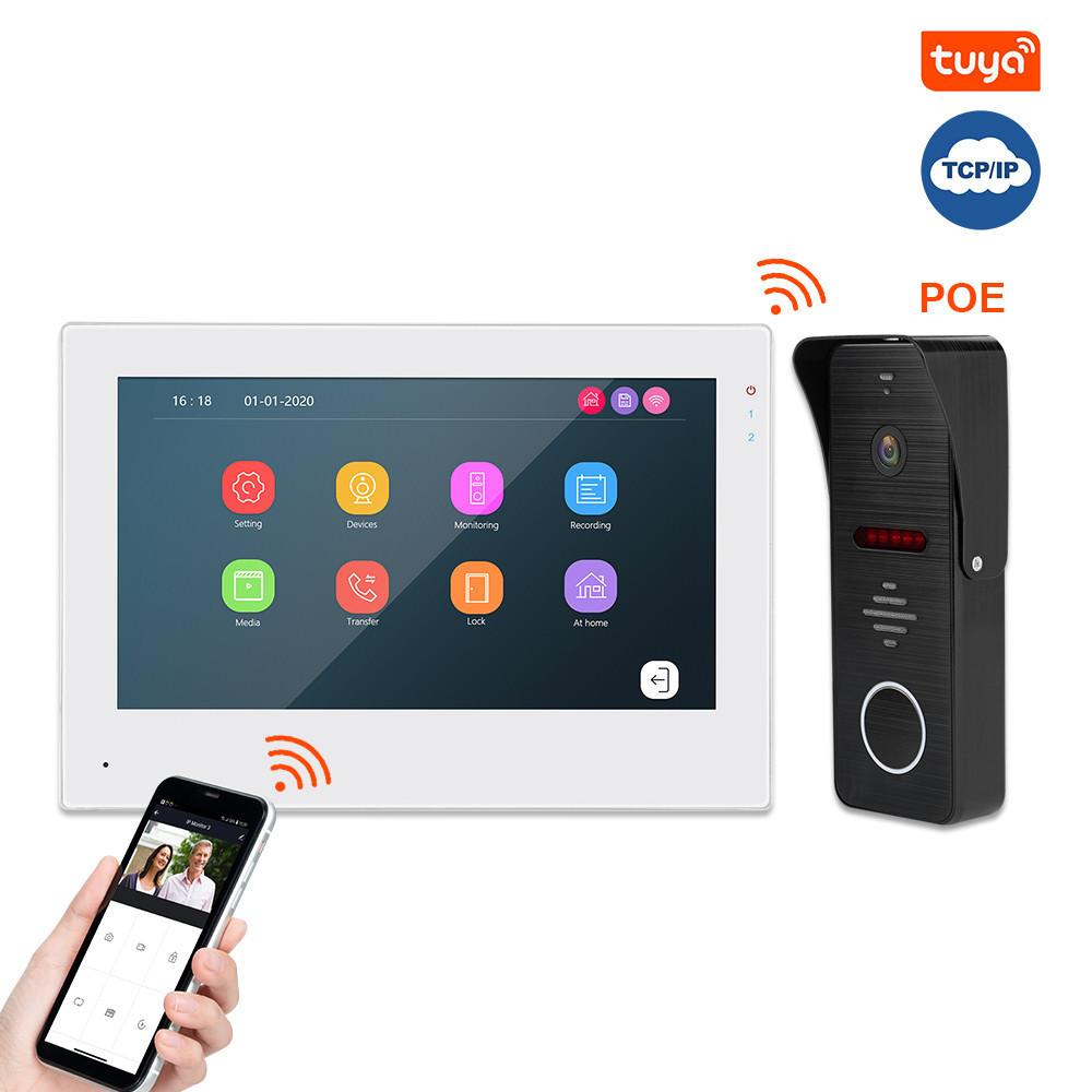 Door Entry System 2-Way Talk App Phone Control Wifi Doorbell Camera CAT5 Ethernet POE Connect IP Based Video Intercom Wireless