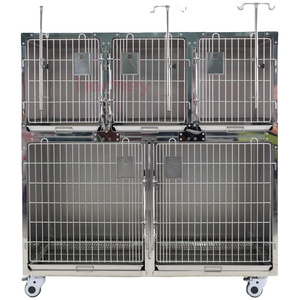 MT Medical Luxury Stainless Steel Veterinary Animal Cage Cat Dog Kennel Cage Modular Vet Pet Cages for Pet Shop