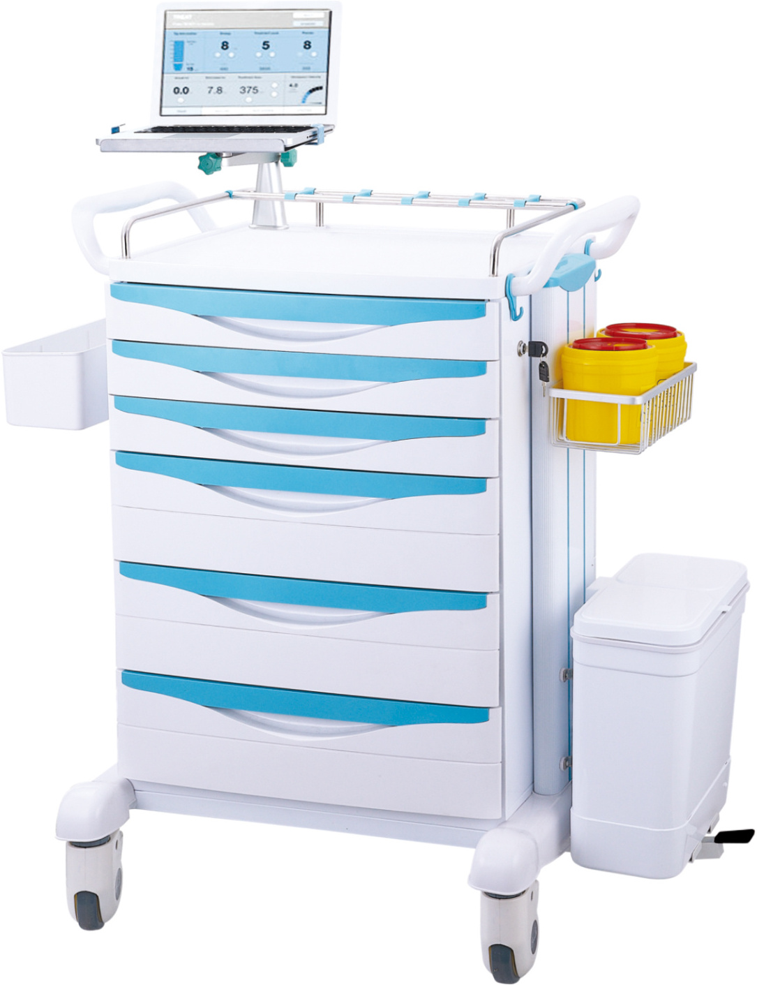 MT MEDICAL Used Mobile Adjustable Rolling Hospital Grade Laptop Carts On Wheels For Medical Offices