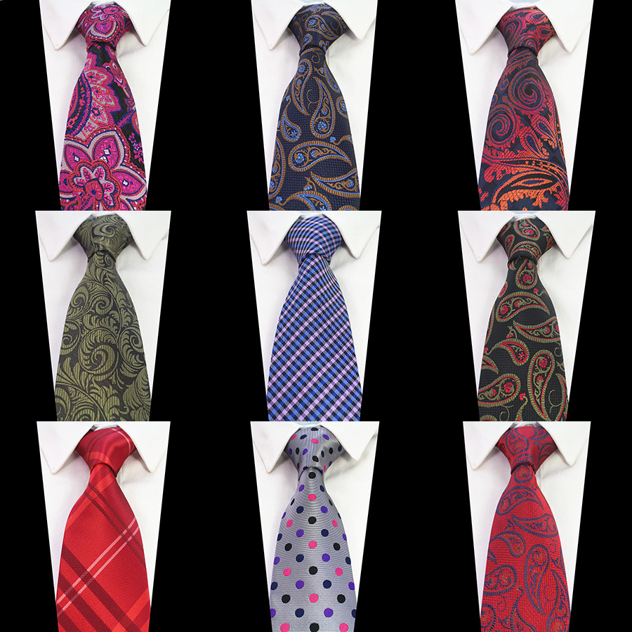 Wholesale Paisley Jacquard Woven Silk Mens Tie Necktie 8cm Striped Ties for Men Suit Business Wedding Meeting Party