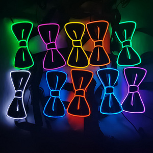 Led Neon Bow Tie EL Wire Light Up Blinking Tie for Wedding Glowing Bowtie Bar Rave Party Christmas Decor Costume Accessories