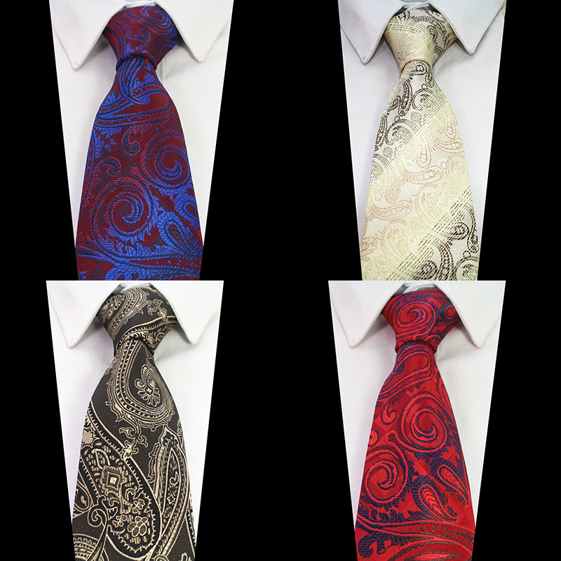 Wholesale Paisley Jacquard Woven Silk Mens Tie Necktie 8cm Striped Ties for Men Suit Business Wedding Meeting Party