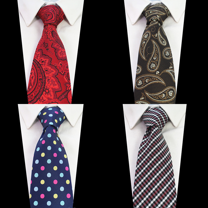 Wholesale Paisley Jacquard Woven Silk Mens Tie Necktie 8cm Striped Ties for Men Suit Business Wedding Meeting Party