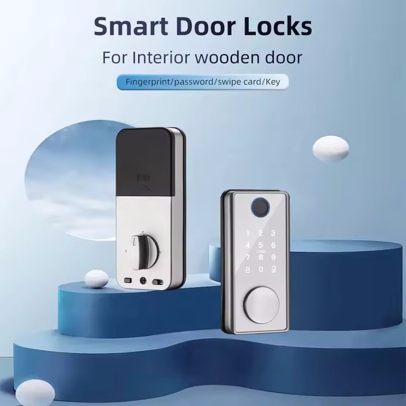 Mtoph 2024 Tuya WIFI BLE Wood Door TT lock Tuya Smart Locks Digital Smart Fingerprint Sliding Deadlock Gate door lock