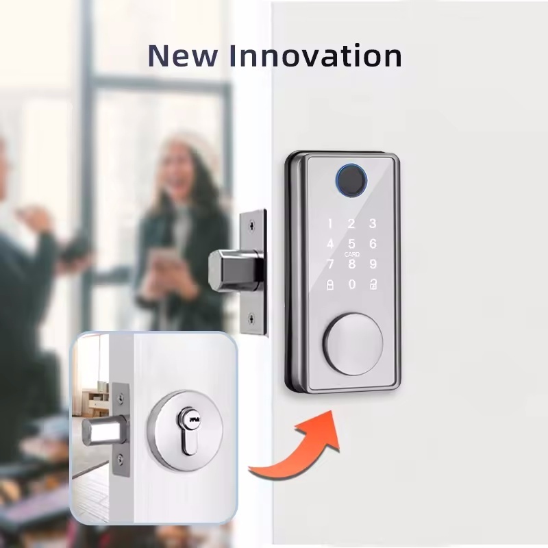 Mtoph 2024 Tuya WIFI BLE Wood Door TT lock Tuya Smart Locks Digital Smart Fingerprint Sliding Deadlock Gate door lock