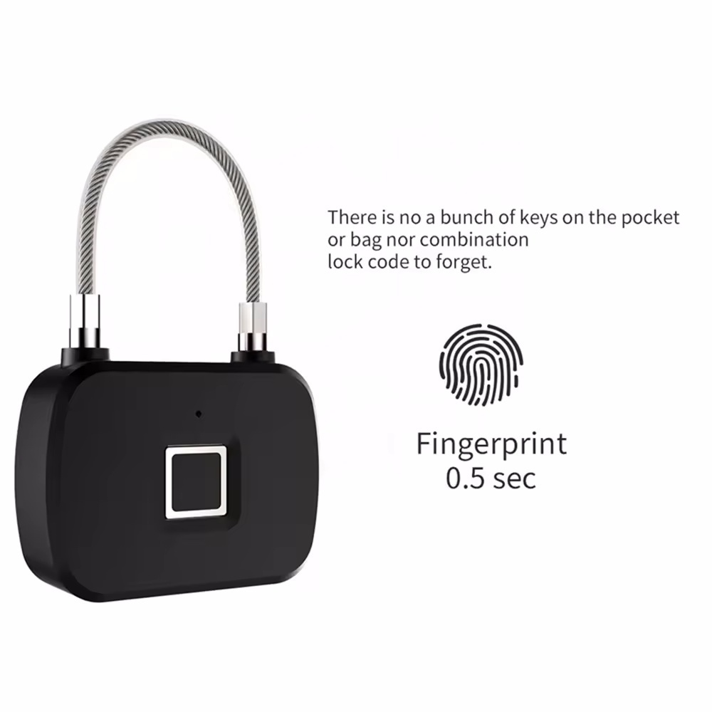 Mtoph 2024 Smart cute Padlock Waterproof Portable Security Fingerprint Lock Anti-Theft Padlock