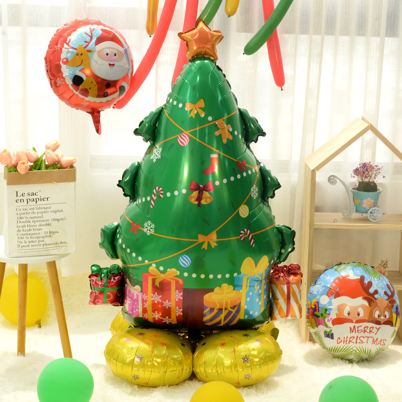 120cm Christmas tree inflatable balloon standing snowman Santa Claus Christmas decoration aluminum film party