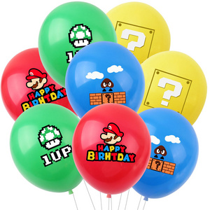 Mario theme party decorations children's birthday balloon set latex wholesaler helium in bulk suppliers qualatex balloons