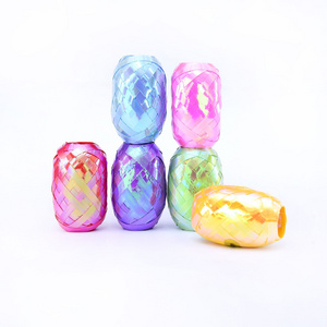 5mm*10m Gift Wrapping Party Christmas Decorative iridescent balloon Curling rainbow color Ribbon Egg