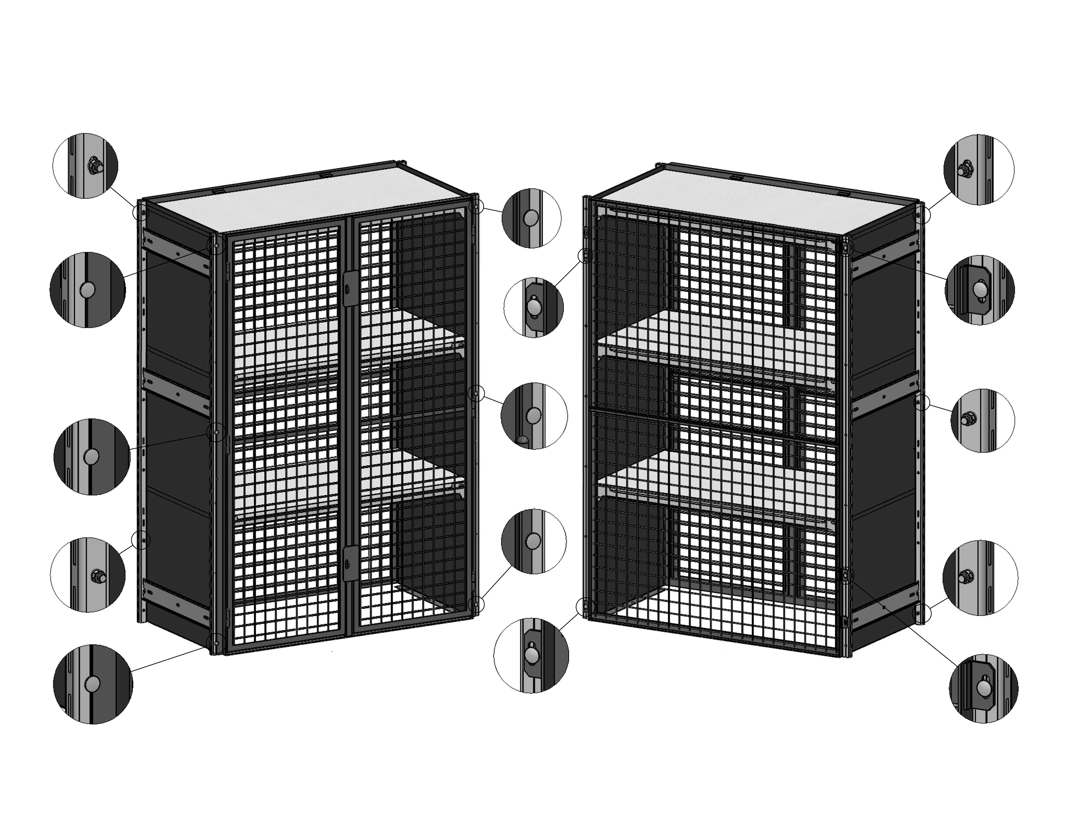 Steel Storage Cage with Shelves Warehouse Store Storage Rack