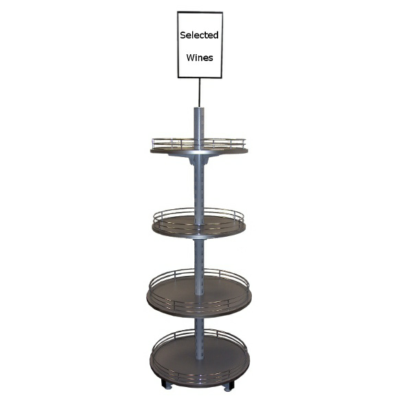 Multi-tier bottle display with round shelf Wine Rack Tower Beverage Rack